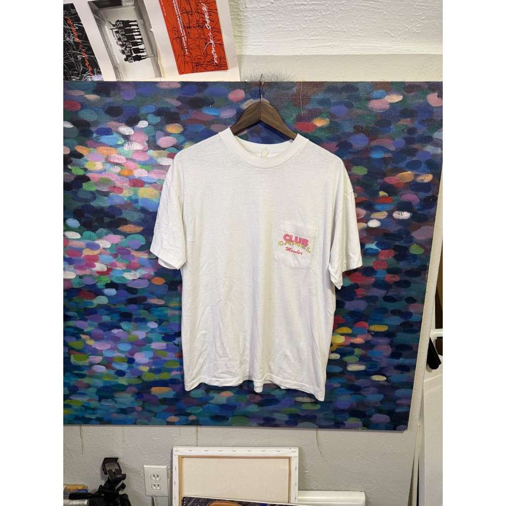 Vintage Club Camel Member Joe Camel Pocket T-Shirt White Single Stitch XL